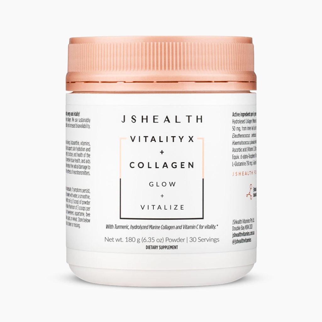 JSHealth Vitamins Vitality X + Collagen - Beauty Powder Supplement med Aloe Vera Silica och Vitamins C & E för att Nourish Hair Skin och Nails (180g)