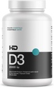 HD MUSCLE HealthHD D3 | 2000iu High Potency Vitamin D3 Supplement | Hälsosam muskelfunktion och återhämtning | Immun Support | Calcium Absorption | 90 kapslar