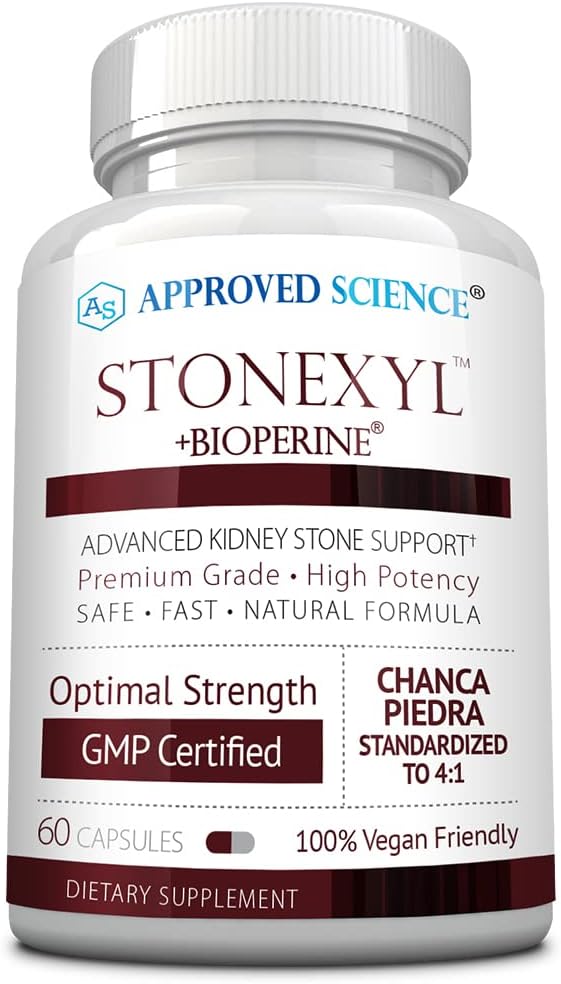 Godkänd vetenskap Stonexyl - Herbal Support för njurstenar - 60 kapslar - Chanca Piedra - Hög Absorption -1 Månadsförsörjning - Vegan