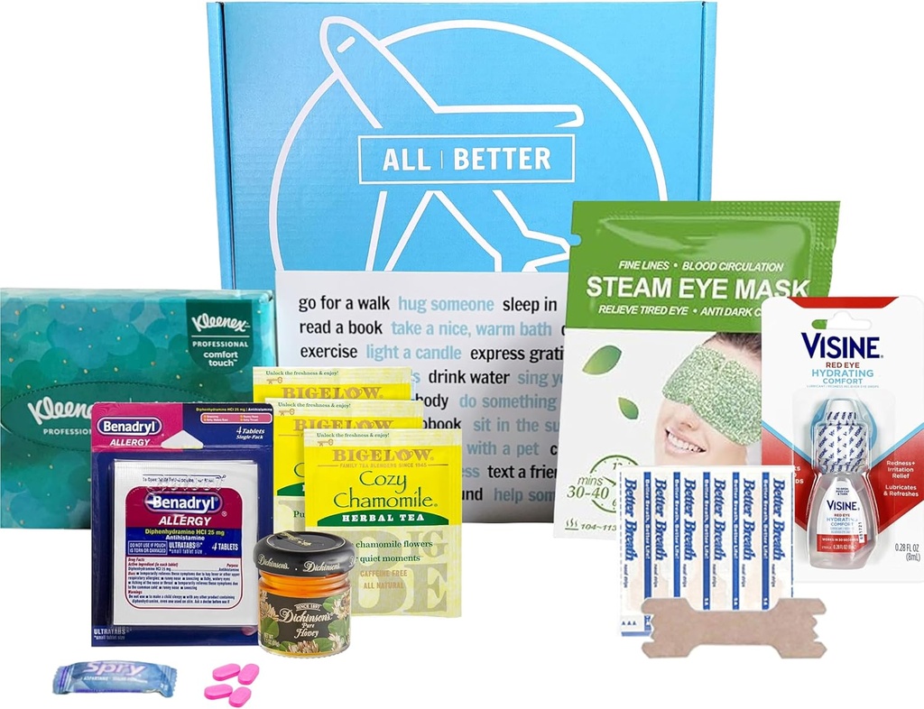 Alla | Bättre allergiomsorgspaket för sjuk vän med allergier eller Hayfever, Get Well Soon Gift Basket, Box No. 07 (Medium)