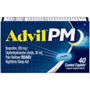 Advil PM Smärta Reliever och nattsömnhjälp, Smärtmedicin med Ibuprofen för smärtlindring och difenhydramincitrat för en sömnhjälp - 40 Coated Caplets