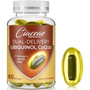 Ubiquinol CoQ10 600 MG Softgels med Omega-3 & Shilajit & PQQ, Advanced Dual-Delivery Coenzyme-Q10, Active CoQ10 Ubiquinol Supplement för fertilitet, antioxidant, hjärta, hjärna och energi, 60 portioner