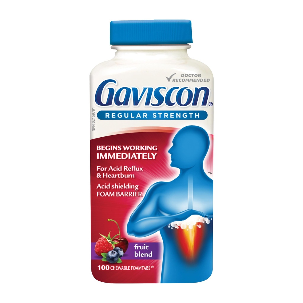 Gaviscon Regelbunden styrka frukt Antacid 100 tabletter