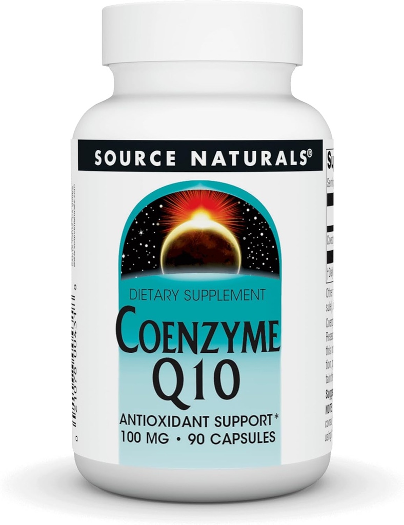 Källa Naturals Coenzyme Q10 Antioxidant Support 100 mg för hjärta, hjärna, immunitet och leverstöd - 90 kapslar