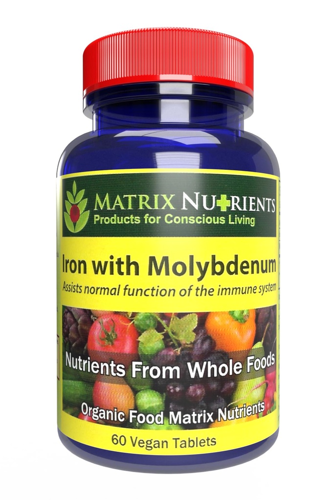 Järn med Molybden - Immune and Stress Support, ANTIOXIDANT Health, bistår med cellulär tillväxt - 100% organisk - Vegan tabletter (60ct)