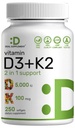 DEAL SUPPLEMENT Vitamin D3 5 000 IE + K2 MK7 Softgels, 250 greve | 2-i-1 Complex | Lätt att svälja