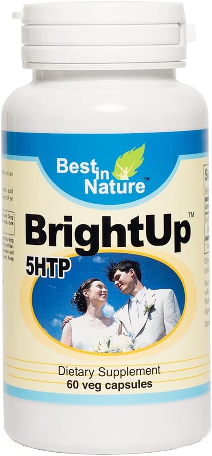 BrightUpTM-5 HTP - Hälsosam humörstödstillägg med Griffonia Simplicifolia Extract, Den mellanliggande metaboliten mellan Aminosyra L-tryptofan och Serotonin.
