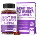 Night Time Fat Burner Gummies (60 greve) Viktminskning & Metabolism - Sugar-Free - Delicious Raspberry Flavored Melatonin Supplement Gummies - Vegan Safe - Tredje part testad - Made in USA