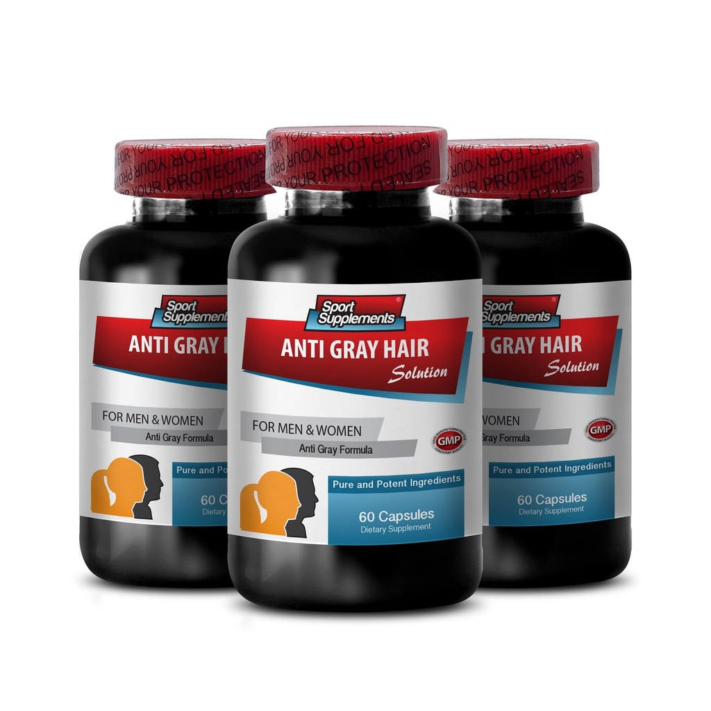 Folic Acid Bulk Supplements - Anti Gray Hair - Catalase Supplement, Gray Hair Away, Gray Hair Supplement to Reverse, Grey Hair Reversal Supplements, Reverse Grey Hair Supplement, 3 flaskor 180 Caps