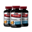 Folic Acid Bulk Supplements - Anti Gray Hair - Catalase Supplement, Gray Hair Away, Gray Hair Supplement to Reverse, Grey Hair Reversal Supplements, Reverse Grey Hair Supplement, 3 flaskor 180 Caps