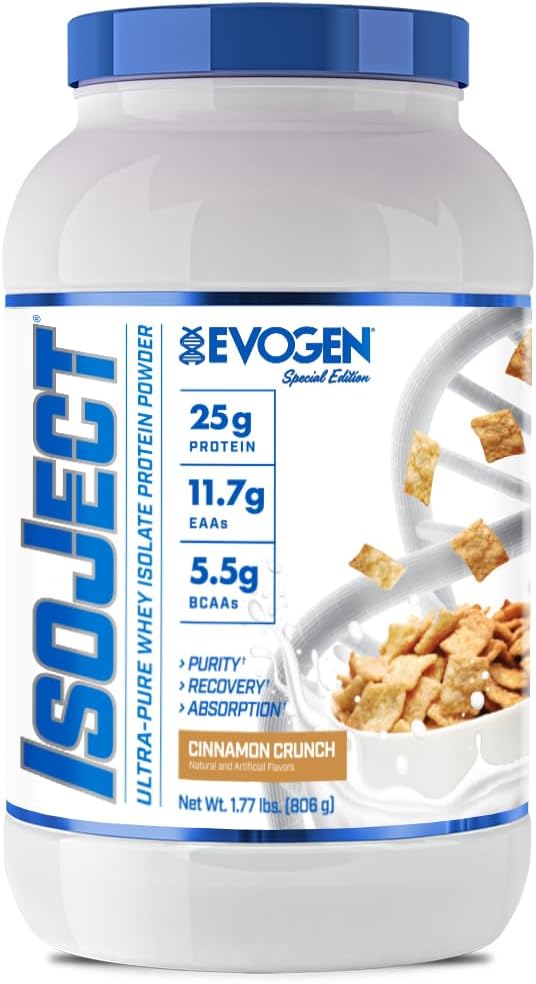 Evogen Isoject - Whey Protein Isolate | Ultra-Pure Whey Protein Powder med Ignitor Enzymes, BCAAs och EAAs | Förbättrad Absorption & Recovery | Cinnamon Crunch | 26 Servings