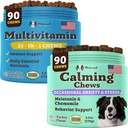 Natural Dog Company Multivitamin och Calming Supplement Bundle, Daily Nutrients och Anxiety Relief for Dogs, Support Joint Health, Skin & Coat, minska stress från buller och resor, väsentliga vitaminer