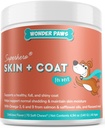 Wonder Paws Skin & Coat Supplement för hundar med laxolja, Omega 3 & 6, EPA & DHA, främjar hälsosam hud och Coat, Itchy Relief, Joint and Overall Health, Delicious Flavor, 70 skin & coat Soft Chews