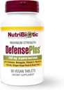 NutriBiotic - DefensePlus, 90 tabletter - 11 i 1 Immune Support med vitamin C, Zink, Grapefruit Seed Extract, Echinacea, Astragalus Root & Immune Boosting Extracts & Mushrooms - Vegan & Gluten Free