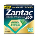 Zantac 360 Maximal Styrka, Cool Mint, 25 greve, Heartburn Prevention & Relief, 20mg Tablets