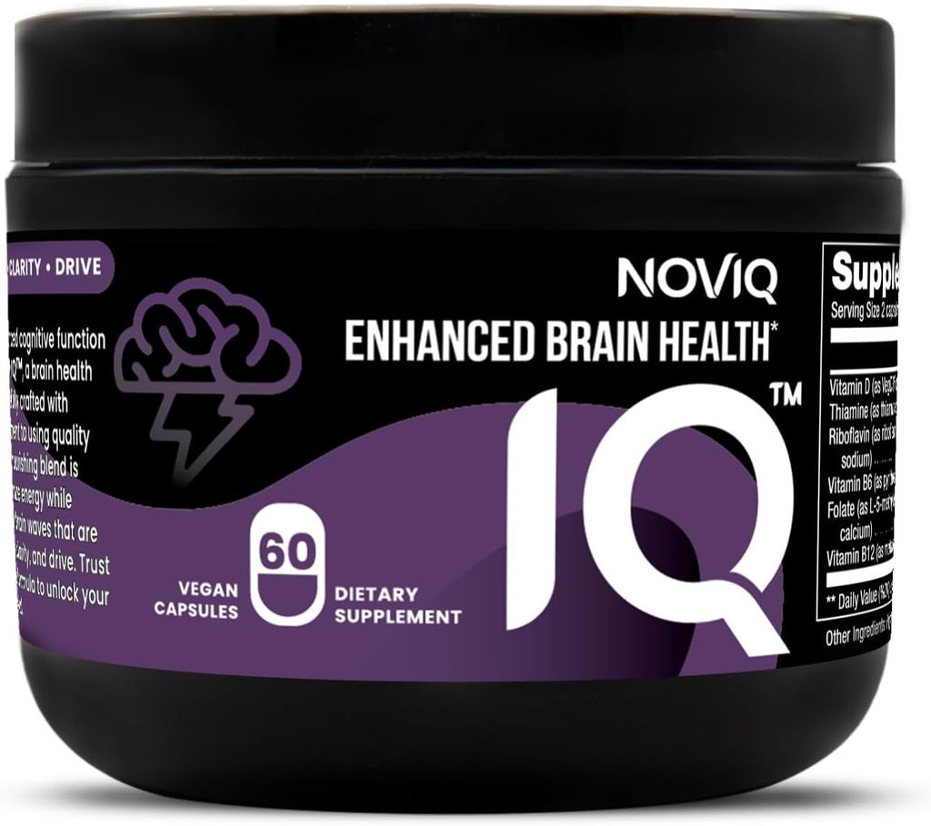 IQ - 11-i-1 Nootropic Brain Supplement: Stöder Memory & Cognition - Bioaktiv B-Complex w / 5-MTHF, L-Theanine, L-Tyrosine, Bacopa, Ginkgo, Huperzine - Vegan, Non-GMO, Koffeinfri - 60 Count