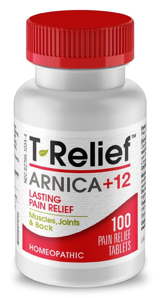 T-Relief Arnica +12 Natural Actives - Hela kroppen snabbverkande formel för kvinnor och män - 100 tabletter