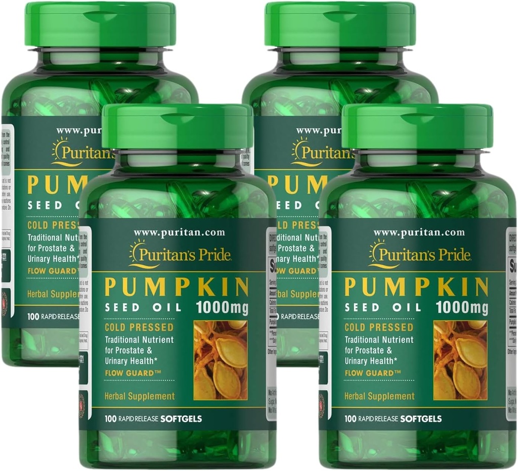 Pumpkin Seed Oil, stöder prostata och urinhälsa Vit 100 greve (Pack of 4)