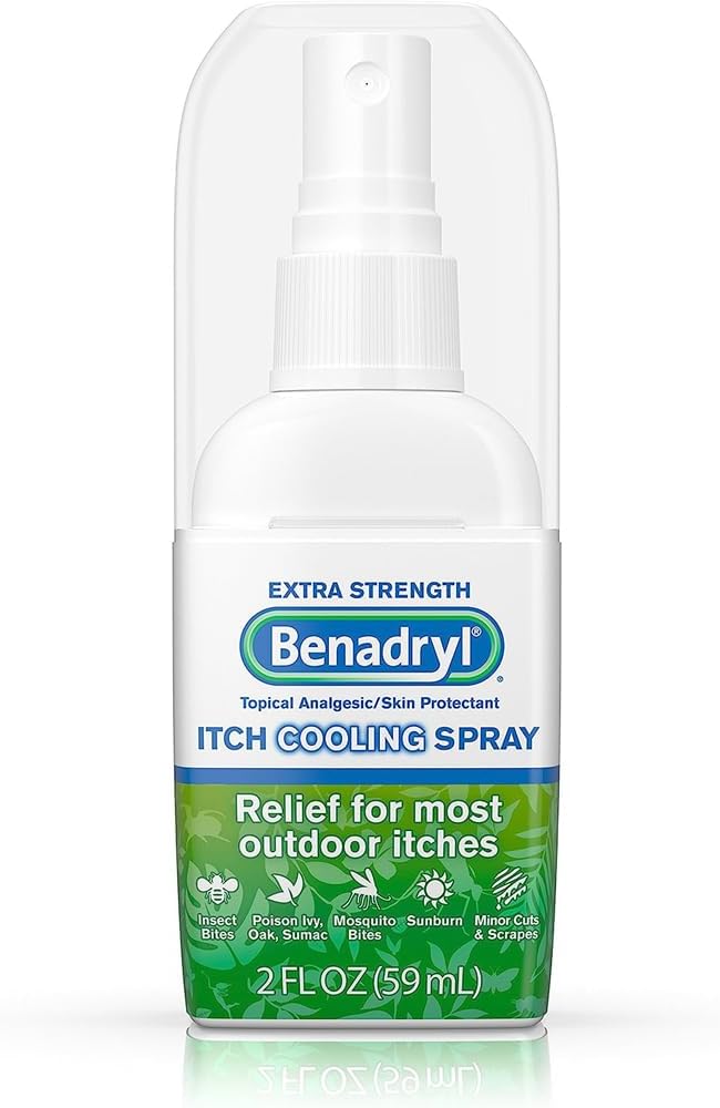 Benadryl Extra Strength Anti-Itch Cooling Spray, Topical Analgesic och Skin Protectant for Relief from Most Outdoor Itches, Travel Size, 2 f. oz (Pack of 3)