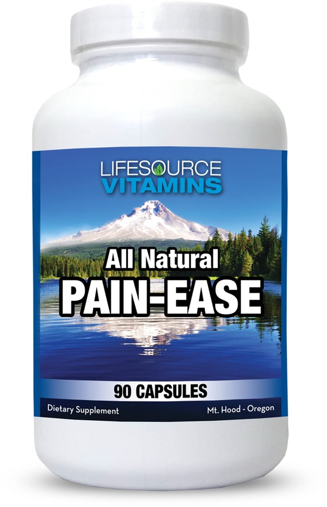 LifeSource Vitamins All Natural Pain Ease - 20 synergistiska örter och enzymer som naturligt och säkert stöd: Huvudvärk och migrän - knän - axlar - gemensamma - Leg Pain - Spänning