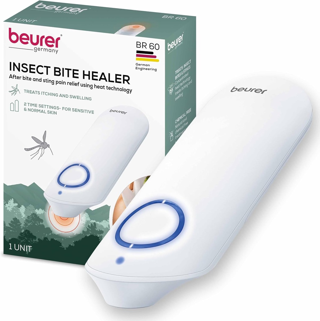 Beurer BR60 Insekt Sting och Bite Relief, Bug Bite Healer för kemisk-fri behandling av insektsviter, icke-giftig naturlig lättnad från kläckning och svullnad, för Mosquito Bites