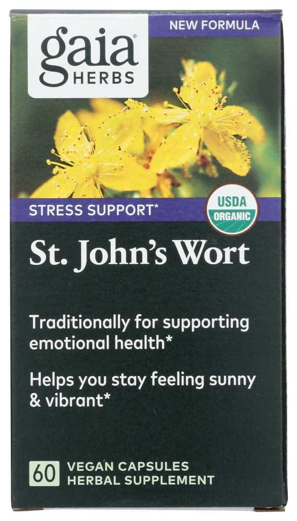 Gaia Herbs St John's Wort, Vegan Liquid Capsules, 60 Count - Stress Support för att främja en positiv och solig humör