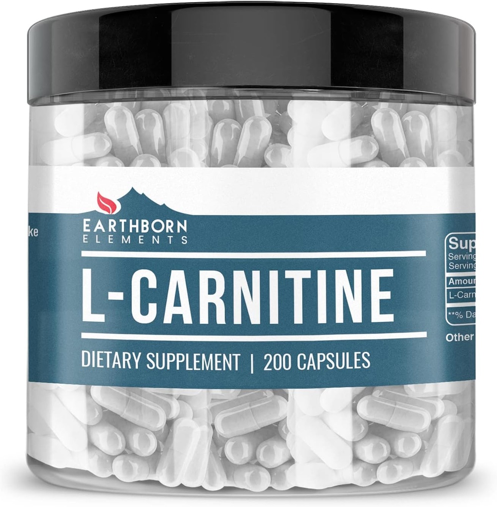 Earthborn Elements L-Carnitine (200 kapslar), Pure & Undiluted, No Additives