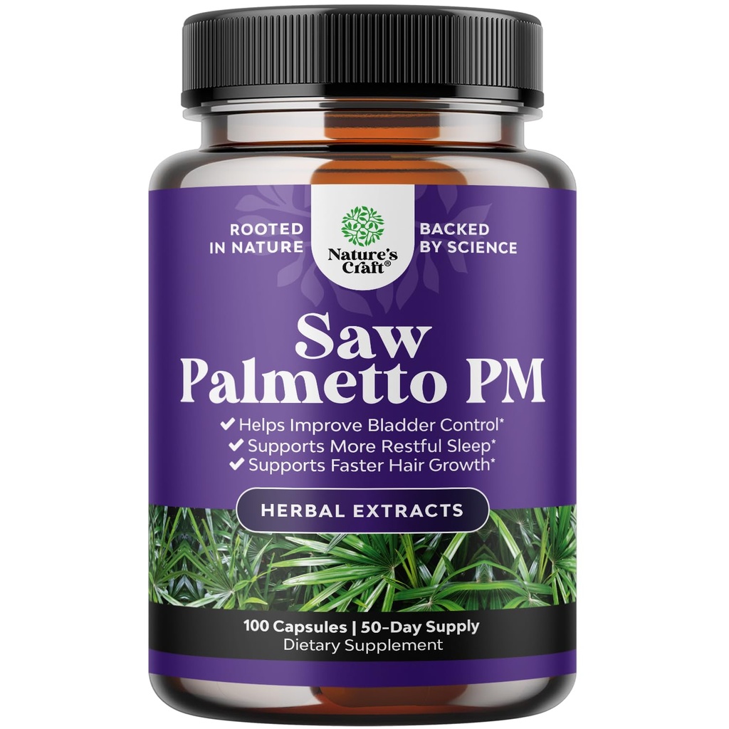 Nighttime Defense Saw Palmetto för män - Saw Palmetto Extract Prostate Supplement för män hjälper till att minska natt Urination Frequency Urgency och Overactive Bladder med Lycopene Pumpkin Seed och Melatonin