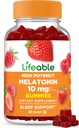 Livlig Melatonin 10mg - Great Tasting Natural Flavor Gummy Supplement - Gluten Free Vegetarian GMO-Free Chewable - för att hjälpa till att somna och somna - för vuxna, män, kvinnor - 60 Gummies