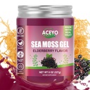 (8 OZ) Sea Moss Gel Organic Raw Elderberry Flavored Irish Seamoss Men Women Natural Vegan 102 Vitamins and Minerals Wild Harvested Non-GMO Immune Defense Booster Lung Thyroid Digestive Support