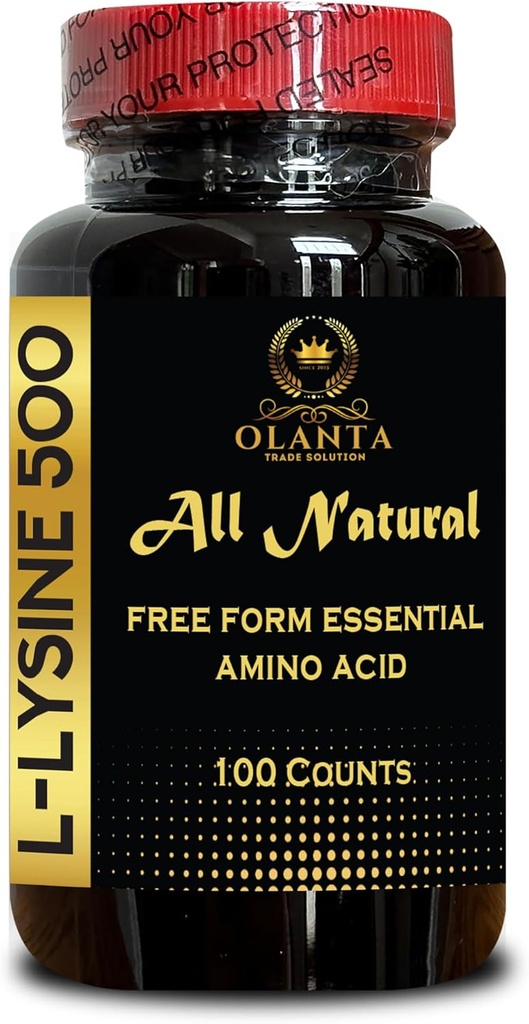 L-LYSINE 500 AMINO ACID - Collagen Support, Aminosyror, Immune System, Naturtillskott Främjande Stress Support, Stöder Collagen Synthesis, Kopplingsvävnad hälsa - 1 flaska 100 Räknar