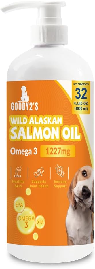 Alaskan laxolja för hundar och katter - Omega 3 EPA DHA fiskolja för hälsosam hud och rock, gemensamt och benstöd, allergi lättnad och inflammation försvar - 32oz all-naturligt flytande tillägg