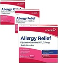 Ledare Antihistamin Allergy Relief Diphenhydramine HCl, 25mg Mini tabletter, 24 grevepaket med 3