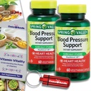 Choice Bundle Spring Valley Blood Pressure Support Vegetarian Capsules 60 Ct 2 pk (120 Total) + Vitamin Guide & Pill Container (4 objekt)!