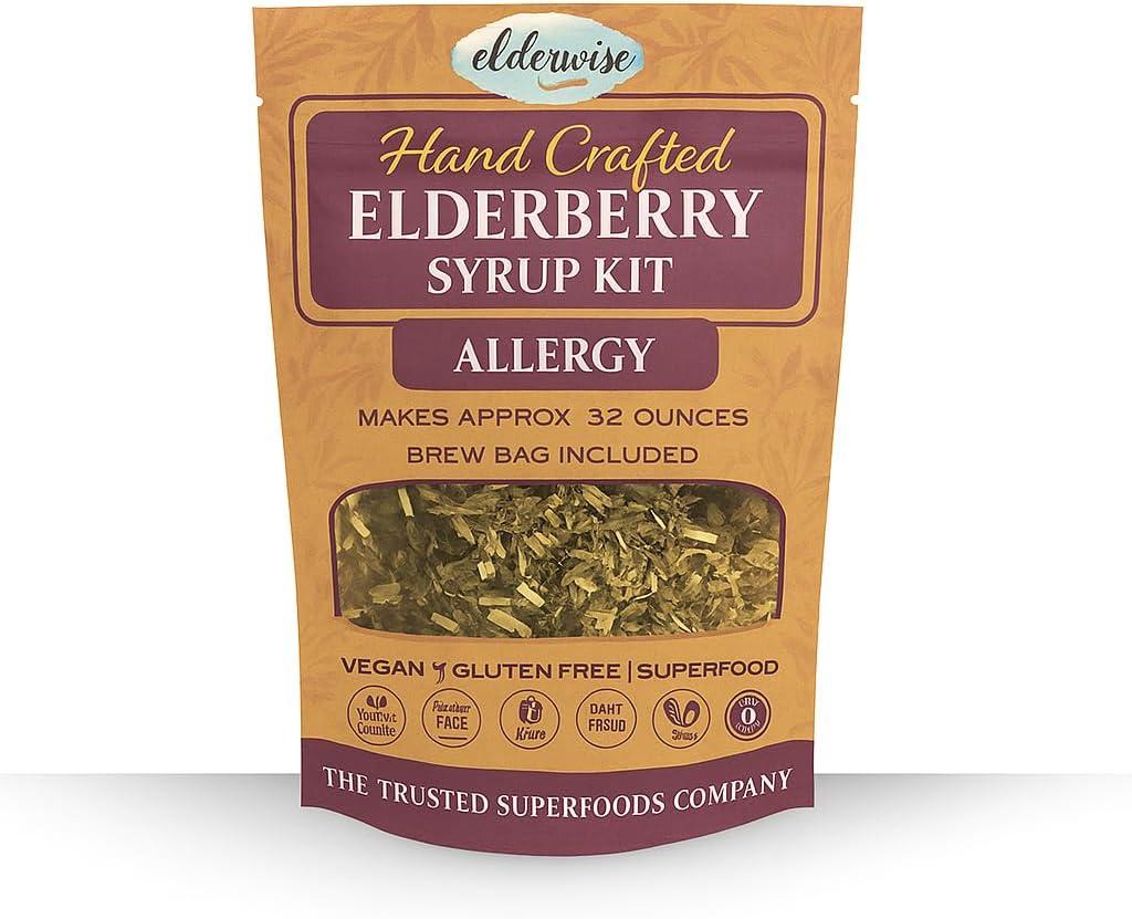 Elderberry Syrup Kit - Allergy Support - gör ungefär 32oz - Kommer med bryggväska - Ingredienser - Elderberries - Rosehips - Ginger - Nettle - Cinnamon - Cloves - Elderwise
