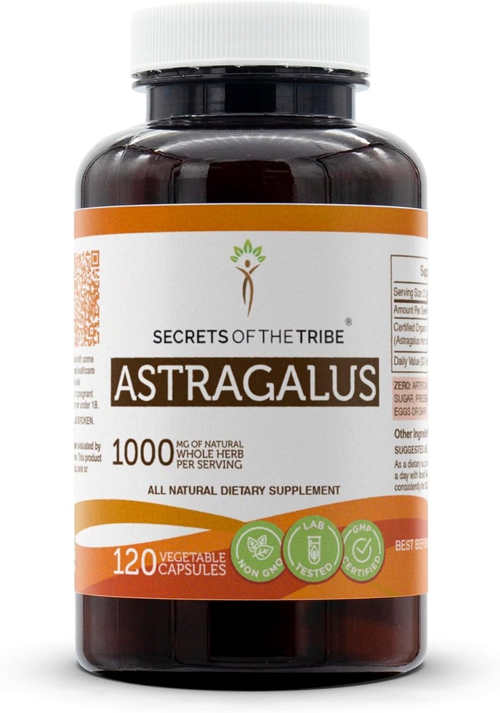 Hemligheter i stammen Astragalus 120 kapslar, gjord med grönsaker kapslar och Astragalus (membranaceus) Torkade Root