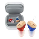 CIC Hearinghjälpmedel för seniorer,Near-Invisible Hearing Amplifiers Pair, ITC Hearing Aid Nano Technology for Adults Mild Moderate Hearing Loss, Small Tiny (Pair Red Blue) ZHONDGE (ZDC-901A)