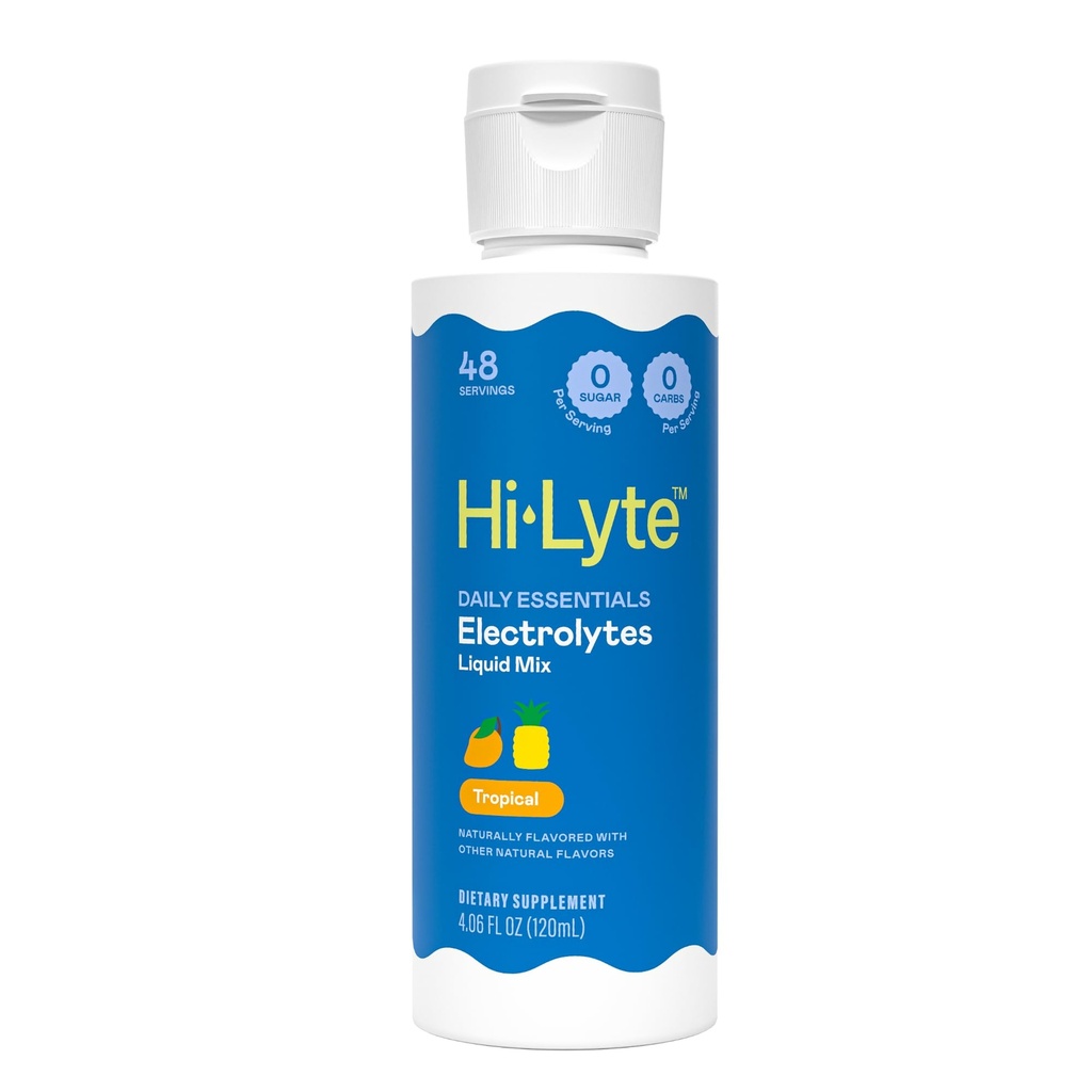 Hi-Lyte Daily Essentials Electrolytes Liquid Mix Tropical, 48 portioner - Natrium, Kalium, Magnesium, Sea Minerals - Hydration for Daily Wellness, Keto - 0 Sugar, 0 Carbs