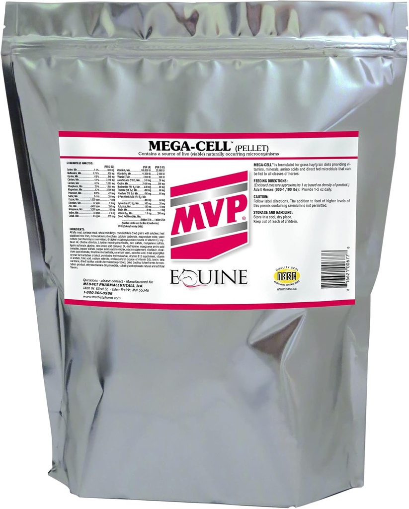Mega-Cell (10lb) Balanserad vitamin och mineralstöd för hästar