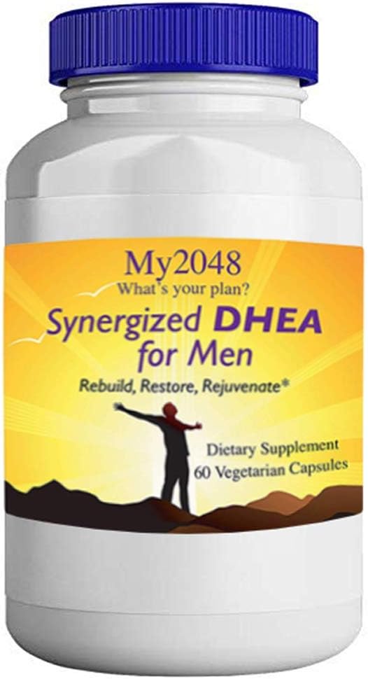 DHEA for Men - My2048 Synergized in Vegetarian Capsules, 60 Count, Hormonal Balance, Includes 25 mg DHEA, 50 mg Alpha-Lipoic Acid, and 50 mg DIM Diindolylmethane