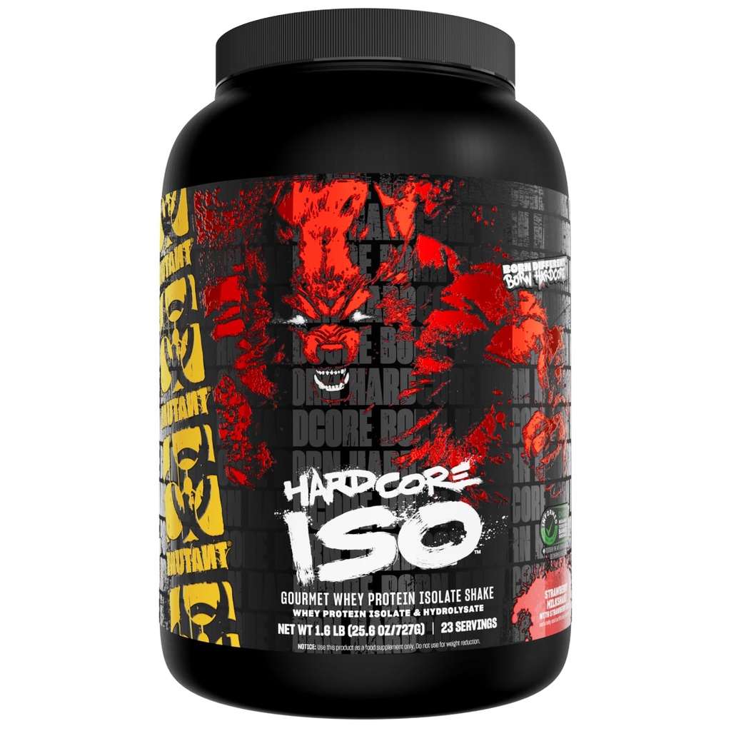 Mutant ISO Surge Whey Protein Isolate Powder Acts snabbt för att hjälpa till att återhämta sig, bygga muskler, bulk och styrka, 1,6 lb - jordgubbsmjölkshake