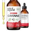 Wild & Organic Cayenne Pepper Tincture - Digestive Support med Capsaicin Extract - Cayenne Pepper Liquid Drops för övergripande välbefinnande - Vegan, Sugar & Alkoholfri - 4 fl oz