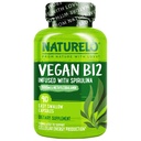 NATURELO Vegan B12 - Methyl B12 med organisk Spirulina - High Potency Vitamin B12 1000 mcg Methylcobalamin - Stöder hälsosamt humör, energi, hjärta och ögonhälsa - 90 kapslar