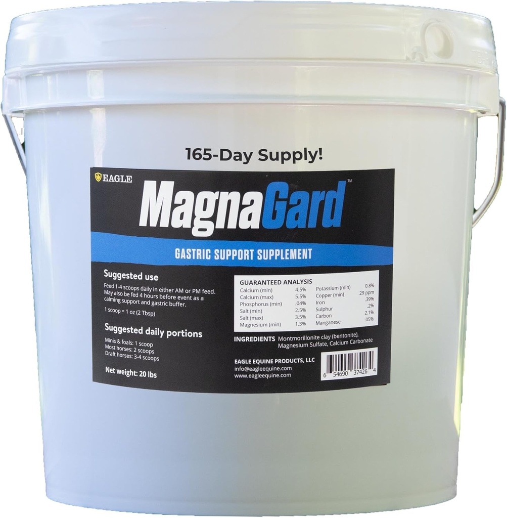Gastric Support Supplement for Horses | Relieves Ulcers, Calming Supplement, Magnesium & Other Vital Minerals | Powder, 20lb Bucket, 5-månaders leverans | av Eagle Equine
