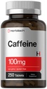 Horbäach koffeinpiller 100mg | 250 tabletter | Vegetarisk formel | Icke-GMO, Gluten fri tillägg