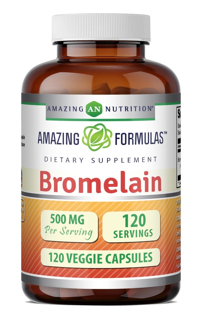 Fantastiska formler Bromelain Supplement | 500 Mg Per Serving | Veggie Capsules | Icke-GMO | Gluten Free | Gjord i USA | Perfekt för vegetarianer (1 Pack | 120 greve)