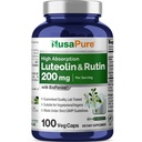 NusaPure Luteolin Complex med Rutin 200 mg | 100 kapslar | Vegetarian, icke-GMO & Vegan Flavonoid Formel