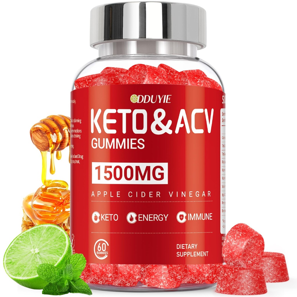 (1 Pack) Apple Cider Vinegar Gummies | Keto ACV Gummies för stöd Metabolism & Fat Burn med vitamin B6 & B12 | ACV Supplement | Lemon Honey smak | 60 Vegan för kvinnor och män