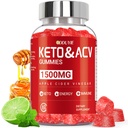 (1 Pack) Apple Cider Vinegar Gummies | Keto ACV Gummies för stöd Metabolism & Fat Burn med vitamin B6 & B12 | ACV Supplement | Lemon Honey smak | 60 Vegan för kvinnor och män