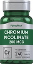Piping Rock Chromium Picolinate 200mcg | 240 tabletter | Vegetarisk, icke-GMO, Gluten fri tillägg